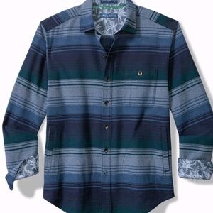Tommy Bahama Sombra Shirt‎ Jacket Men’s Size Small Island Navy Indigo Palms